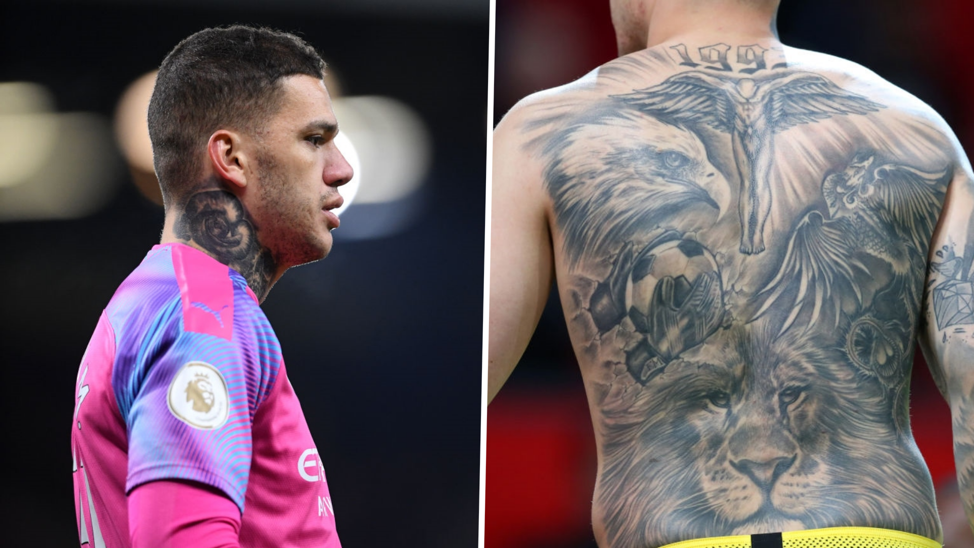 A fan with a large Manchester United club crest tattoo on his back Stock  Photo  Alamy